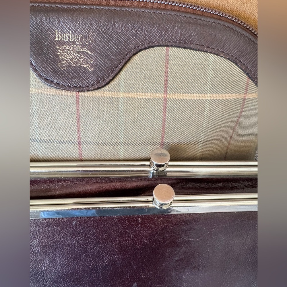 Burberry Brown Leather & Tan Plaid Cosmetic Clutch & HOBO Lauren Clutch-Wallet - Picture 10 of 15